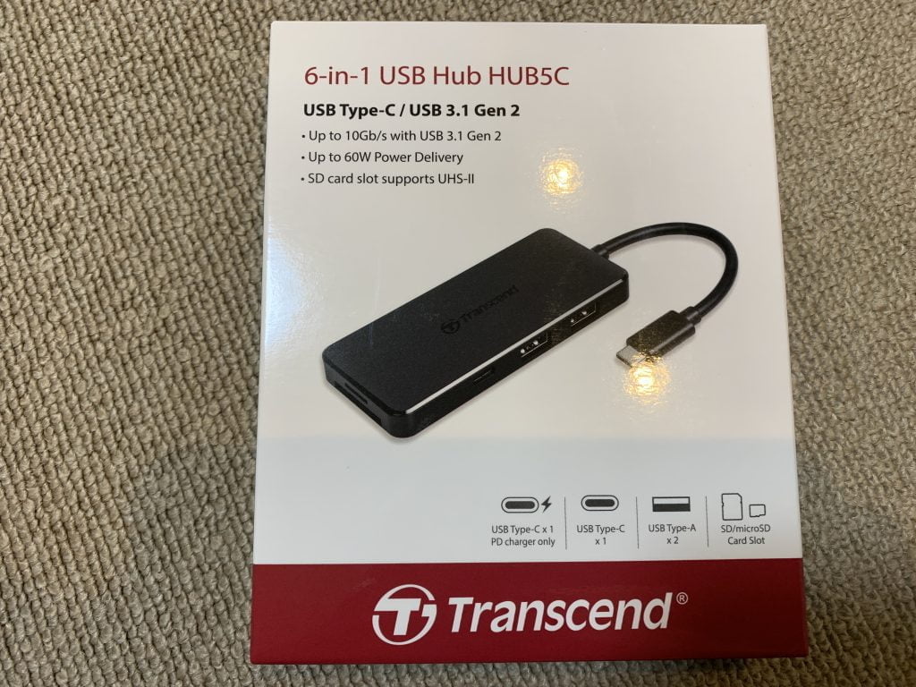 Transcend 6-in-1 USB 3.1 Gen 2 Type-C ハブ外箱